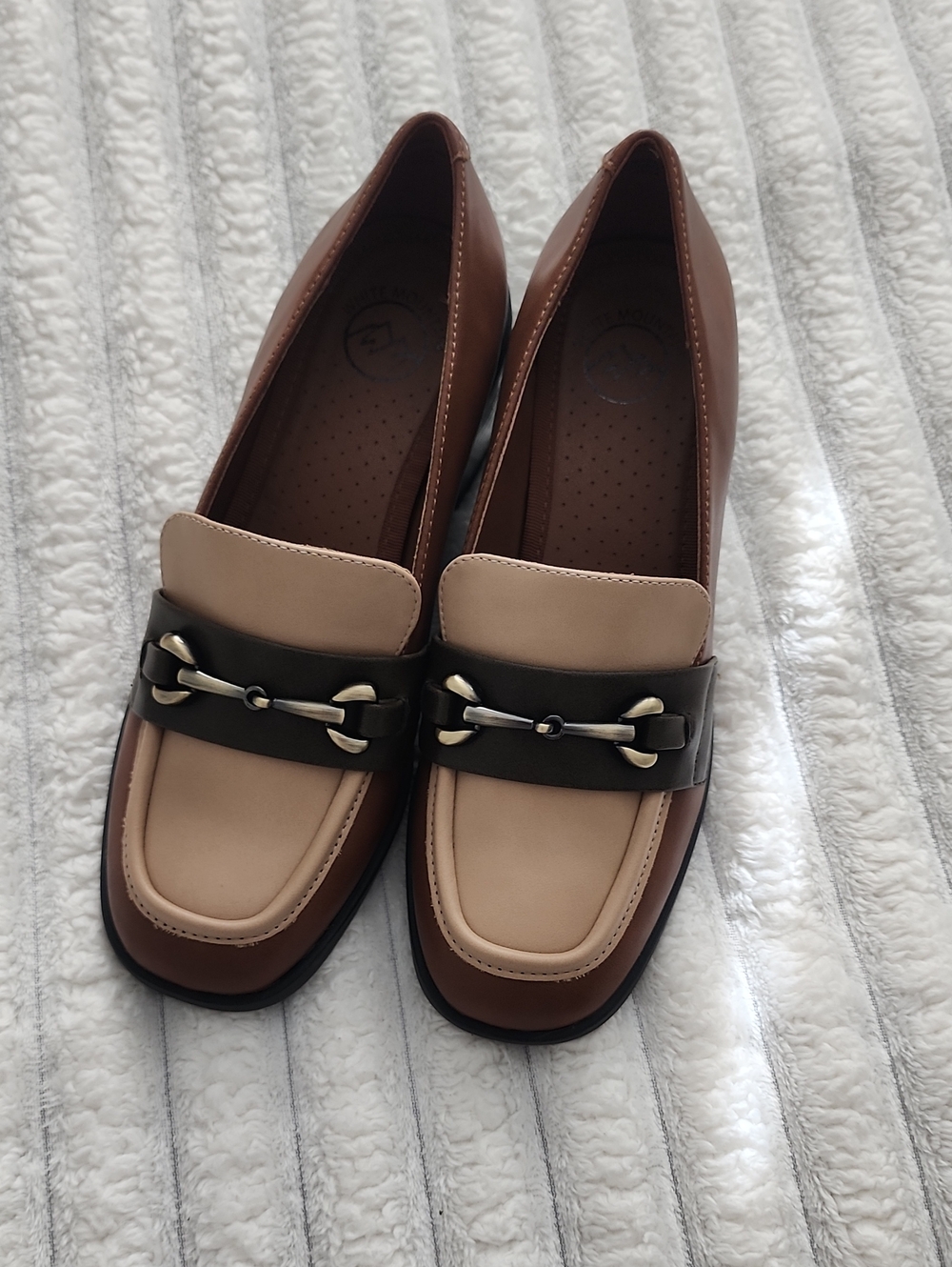 Classic Two-Tone Brown & Beige Women's Loafers